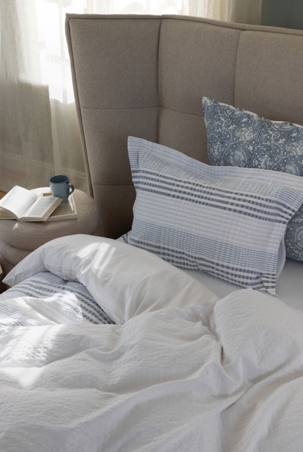 Voodipesukomplekt krepp-puuvillane hele sinine - 3