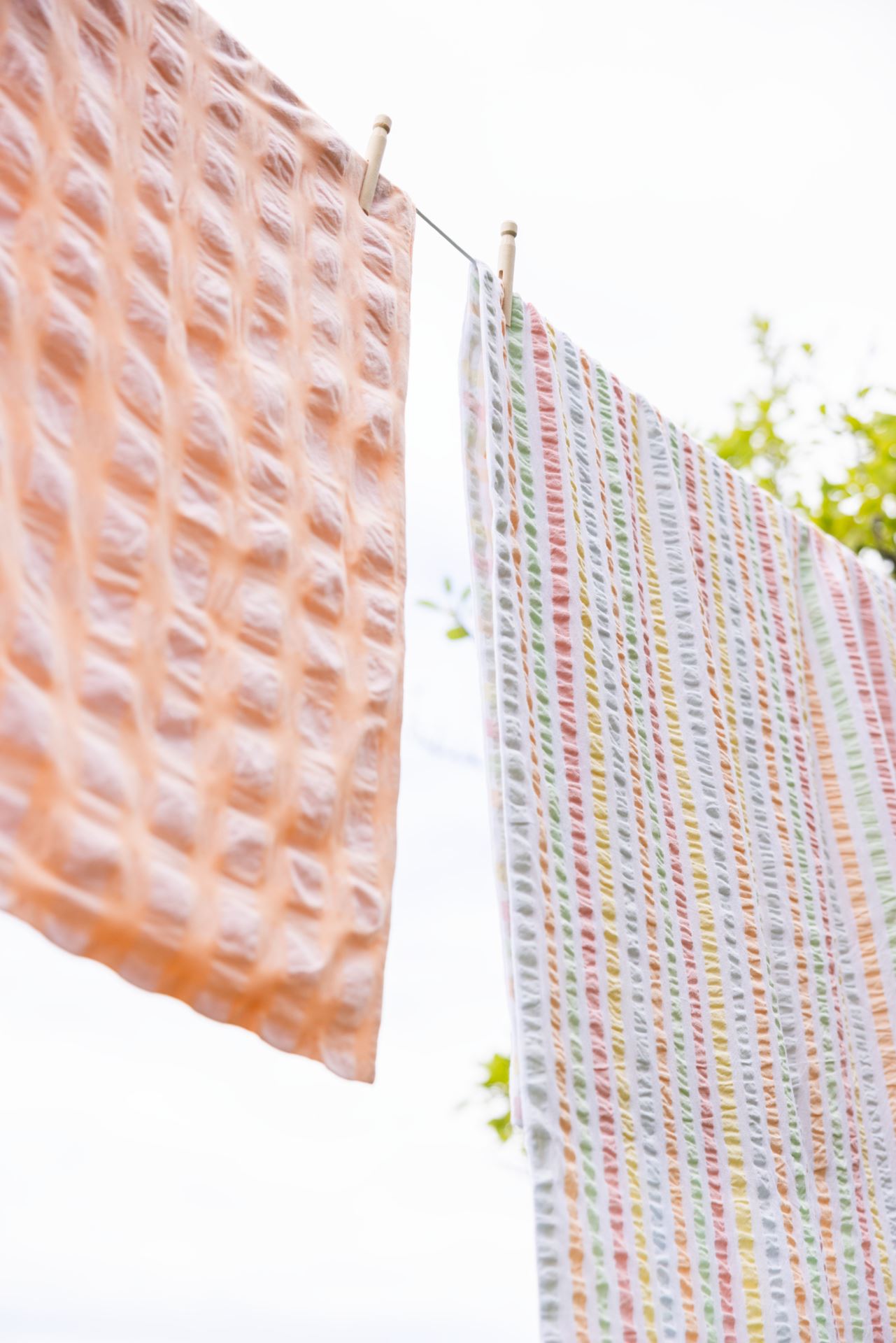 Voodipesukomplekt lõimvärvitud krepp-puuvill korall - 6