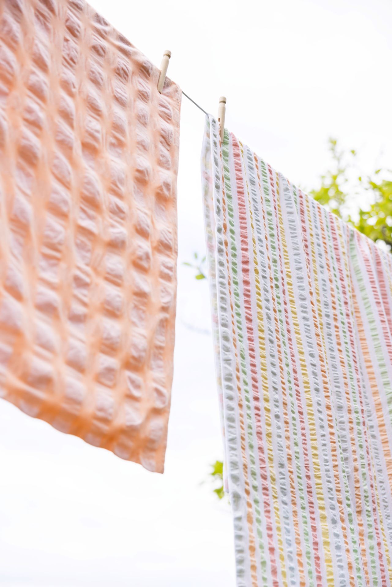 Voodipesukomplekt lõimvärvitud krepp-puuvill korall - 6