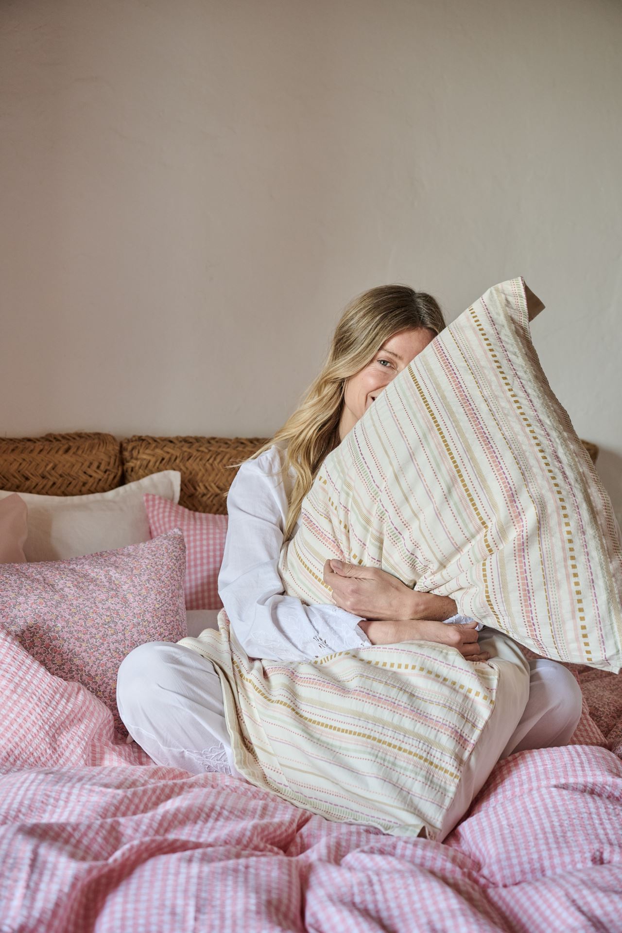 Voodipesukomplekt krepp-puuvillane roosa - 4