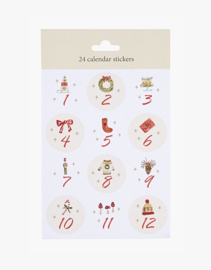 Advendikalendri kleepsud numbrid 1-24 mitmevärviline/punane - 15x22 cm mitmevärviline/punane - 1