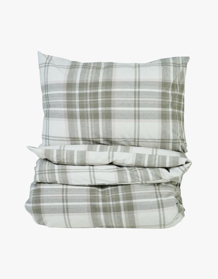 Voodipesukomplekt lõimvärvitud flanell oliiviroheline - 230x220 cm oliiviroheline - 1