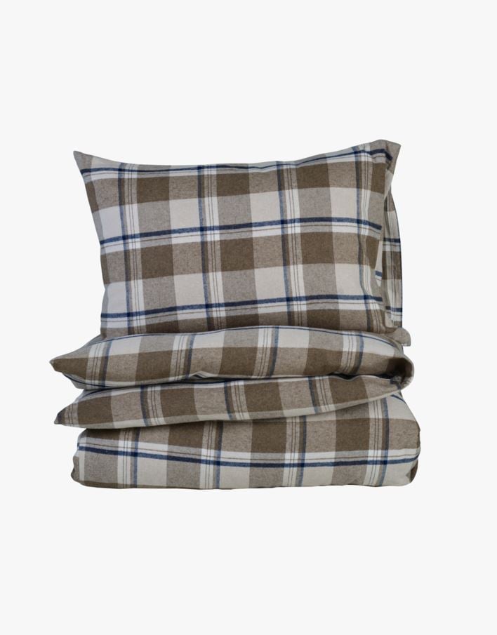 Voodipesukomplekt lõimvärvitud flanell mitmevärviline/pruun - 150x210 cm mitmevärviline/pruun - 1
