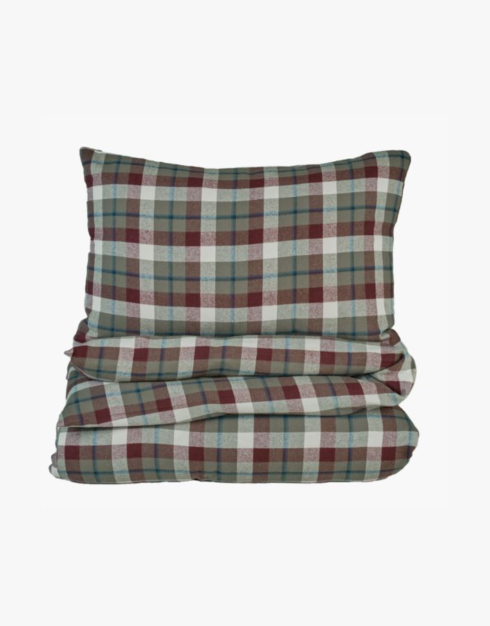 Voodipesukomplekt lõimvärvitud flanell mitmevärviline/roheline - 150x210 cm mitmevärviline/roheline - 1